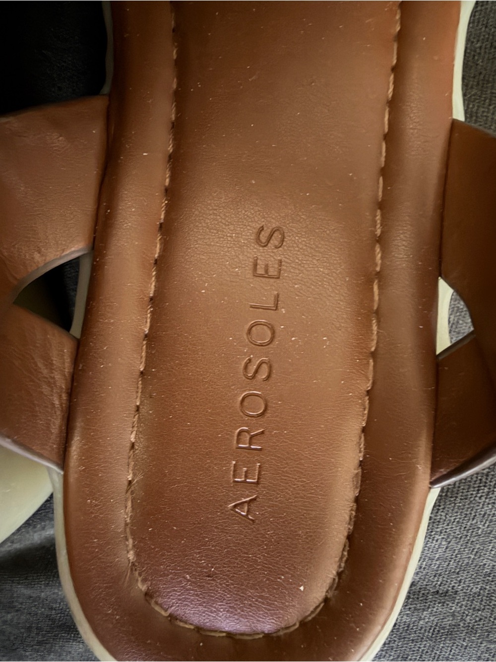 AEROSOLES Brown Strappy Sandals with Sparkle Buckle - Picture 3 of 3